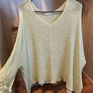 Kori Mint Green V-Neck Lightweight Knit Sweater
